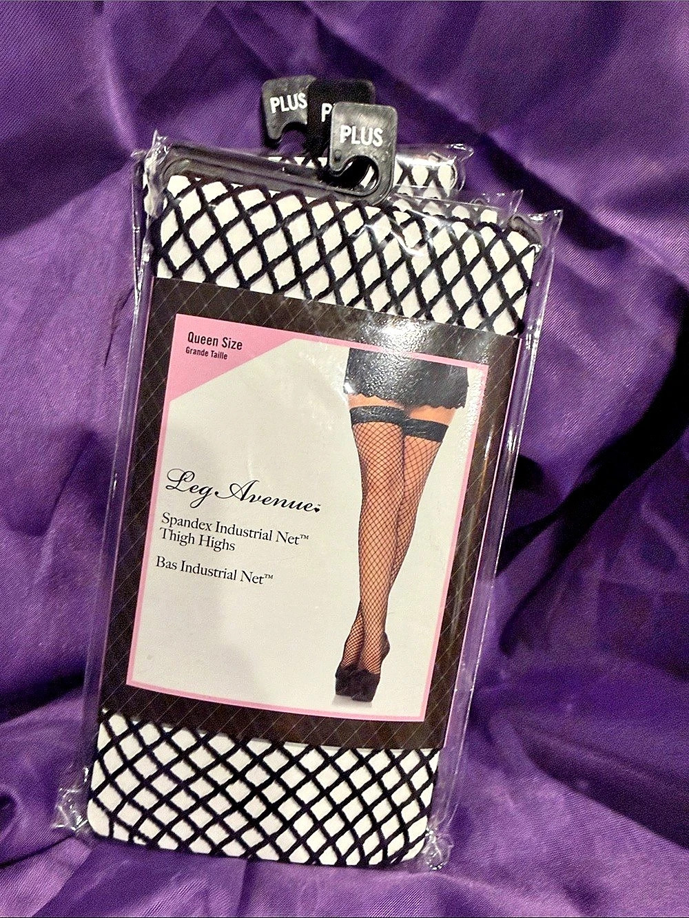Leg Avenue Spandex Industrial Net Thigh Highs Plus Black